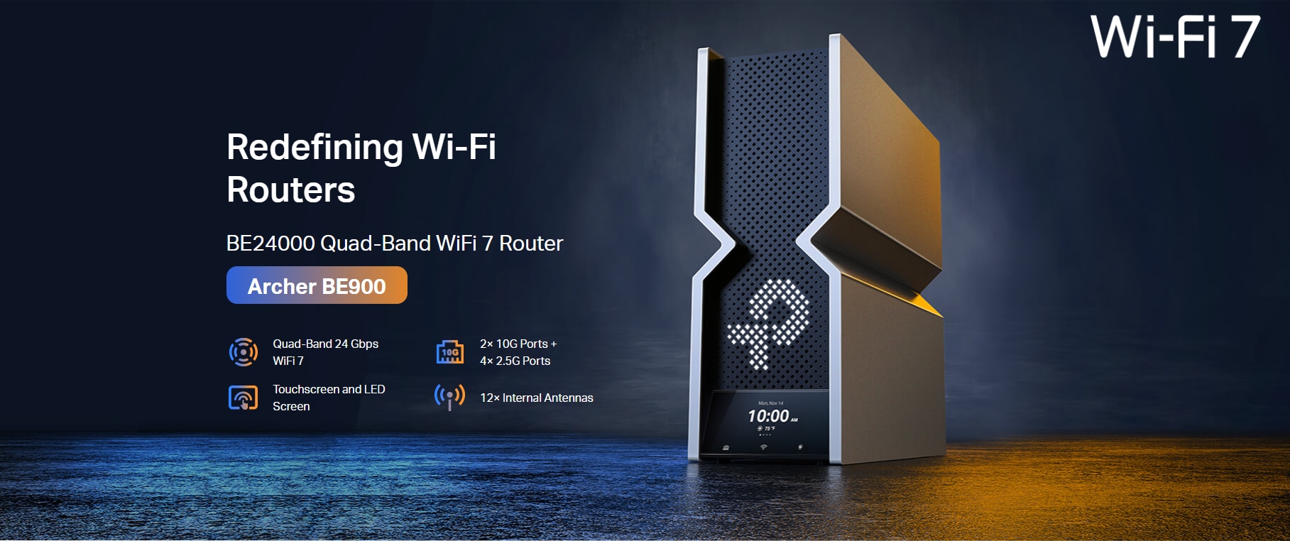 Router Wireless Gigabit TP-LINK Archer BE900 BE24000, Wi-Fi 7, Tri